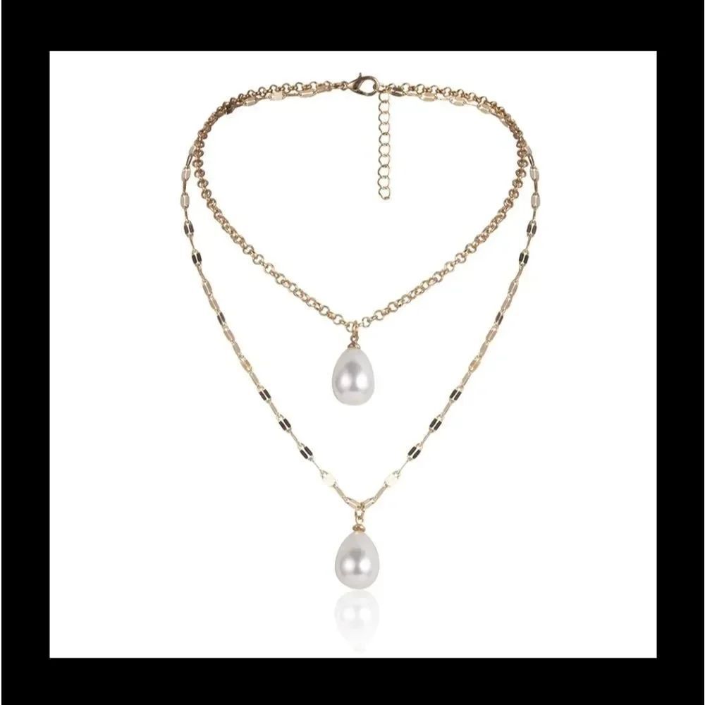 Two Strand Pearl Y Necklace